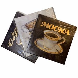 Coffee Canvas Art, 3 Piece, Mocha, Coffee & Cups